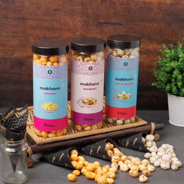 Makhana Pack Of 3 - Cheese Makhana, Salt and Pepper, Tandoori Makhana - 100g Each