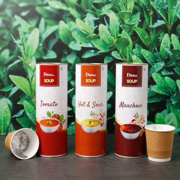 Instant Soup Cups - Hot and Sour Soup, Manchow Soup, Tomato Soup - Total 210g