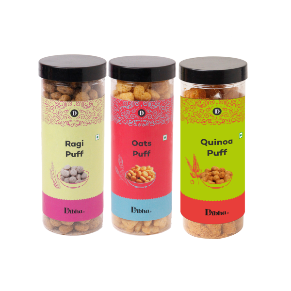 Puffs Pack Of 3 - Oats, Quinoa, Ragi - Total 300g - Image 2